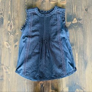 Loft Navy Sleeveless Eyelet Blouse Top Small